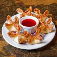 Cheese Wonton (6) · Deep fried cream cheese wrapped in wonton skins. Served with sweet and sour sauce.