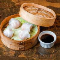 Har Gau (4) · Steamed shrimp dumplings.
