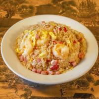 House Fried Rice · Shrimp, char-sil pork, ham and egg.