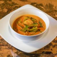 Panang Curry · Bell peppers and kaffir lime leaves simmered with coconut milk, dried red chili, lemongrass,...