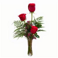 I Love You  · 3 roses and wispy greens .   16 inches tall making it taller than our thinking of you arrang...