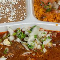 Birria Plate · Birria with a side of rice, beans, tortillas. Choice of (Red) Hot sauce, Green avocado sauce...