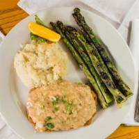 Chicken Fried Steak Entree · Chicken fried steak topped with country style gravy -  served with mashed potatoes & vegetab...