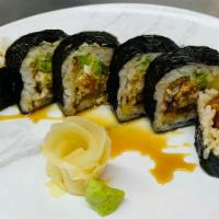 Spider Roll · Most popular. Inside: avocado, cucumber, and a whole soft shell crab. Outside: eel sauce.