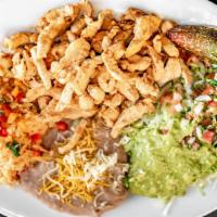 #17 Pollo Asado Plate · Grilled chicken with guacamole, pico and lettuce.
Side of rice and beans.
Choice of flour or...