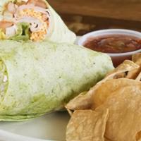 Spillway Wrap · Your choice of chicken or turkey, mixed greens, onions, tomatoes and cheese wrapped in a spi...