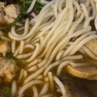 Spicy Beef Noodles Soup (Bun Bo Hue) · Spicy. Meatloaf, slice beef, pork hock, and pork blood cube.