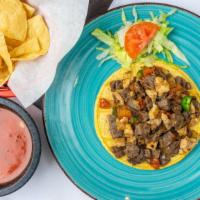 Tres Amigos Taco · Soft corn tortillas filled with carne asada, pollo asado, sautéed tomatoes, onions and jalap...