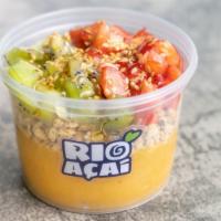 Ipanema · Mango and Acerola base topped with granola, kiwi, strawberries, flax seed, and a drizzle of ...