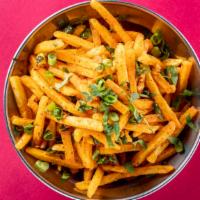 Street Fries · Crispy potatoes tossed with sichuan peppercorn, chilies, cilantro, and scallions. Vegan, glu...