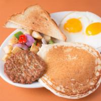 House Breakfast · Two eggs any style, potatoes and toast or tortillas, add meat or small pancakes for an addit...