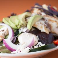 House Salad · Our signature salad, served with lettuce, baby greens, tomatoes, onions, cucumber, mushrooms...