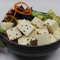Tofu (Vegetarian) Poke Bowl · Choice of protein with rice base, pickled cucumber, avocado, edamame, green leaf lettuce and...
