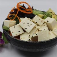 Tofu (Vegetarian) Salad Bowl · Vegetarian. Choice of protein with salad base, pickled cucumber, avocado, carrot, red cabbag...