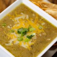 Pork Green Chile Cup · Thickened with masa & loaded with roasted hatch green chiles. Served with flour tortilla and...