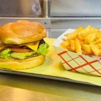 Cheese Burger · 100% fresh, never frozen, beef patty on a fresh bun, topped with American cheese, with lettu...