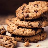 Chocolate Chip Cookie · Large delicious cookie, filled with chocolate chips and cooked in a deep dish pan.