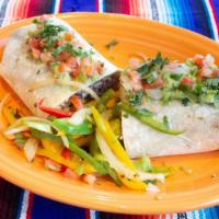 Vegan Burrito · Choice of Vegan protein, rice, beans, guacamole and pico.