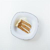 Carrot Cake · carrot cake, cream cheese frosting, whipped cream.