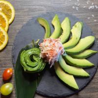 Avocado Salad · Slice avocado with crab meat on top of seaweed salad.