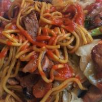 Chicken Yakisoba · Our most popular noodle dish! Grilled chicken with pan-fried yakisoba noodles and vegetables...