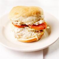 Chicken Salad Sandwich · Minced chicken breast, with celery & onions light mayo and spices. Served on a Toasted Bun w...
