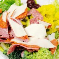 Italian Salad · Garden Green Salad, Topped with Ham, Turkey, Pepperoni and Provolone Cheese.
Choice of Dress...