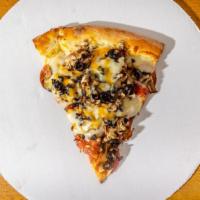 The Pizzapile · Mozzarella, pepperoni, Italian sausage, mushrooms, black olives.