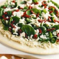 The Aegean · Olive oil glaze, topped with mozzarella, garlic, fresh spinach, marinated sundried tomatoes,...