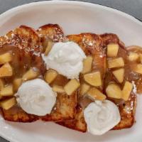 Bread Pudding French Toast · caramel apple, malted vanilla custard, maple syrup, whipped cream
