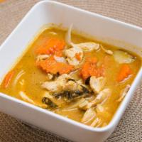 Yellow Curry · Gluten free. Yellow curry paste with coconut milk, white onion, carrot, tomatoes, potatoes, ...
