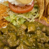 Dinner Plate (Any Meat) · Choice of meat, rice, beans, lettuce, tomato, sour cream and chips
