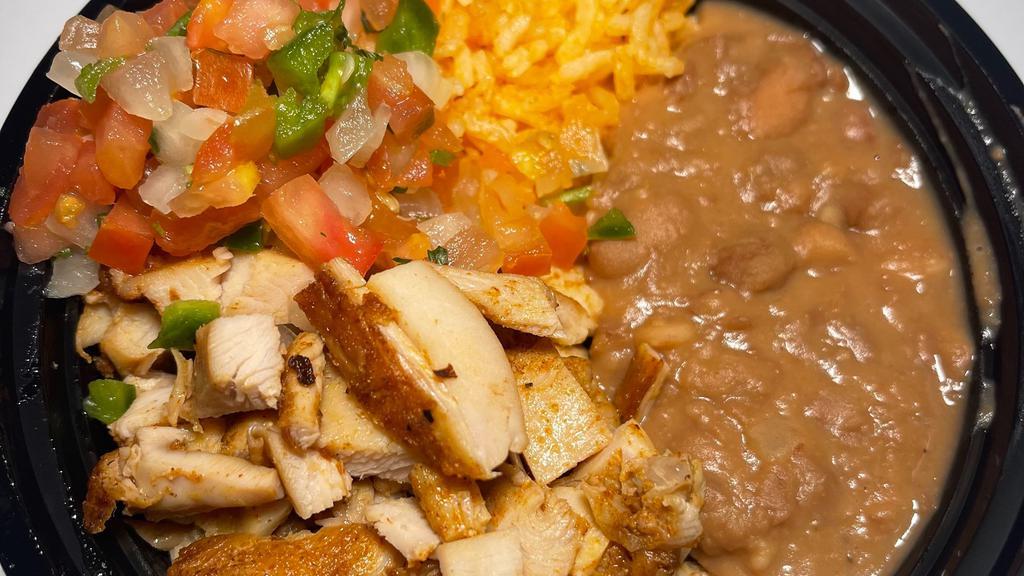 Carne Asada Bowl · Rice, beans,& pico de gallo.