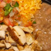 Grilled Chicken Bowl · Rice, beans & pico de gallo