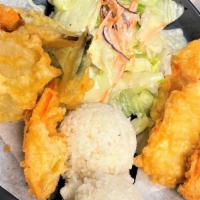 Shrimp Tempura Plate · Four pcs shrimp and six pcs veggie tempura.