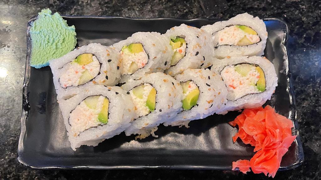 California Roll · crab meat, cucumber, and avocado.