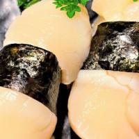 Scallop Nigiri (Hotate) · These items contain raw seafood, consuming these items may increase your risk of food-borne ...