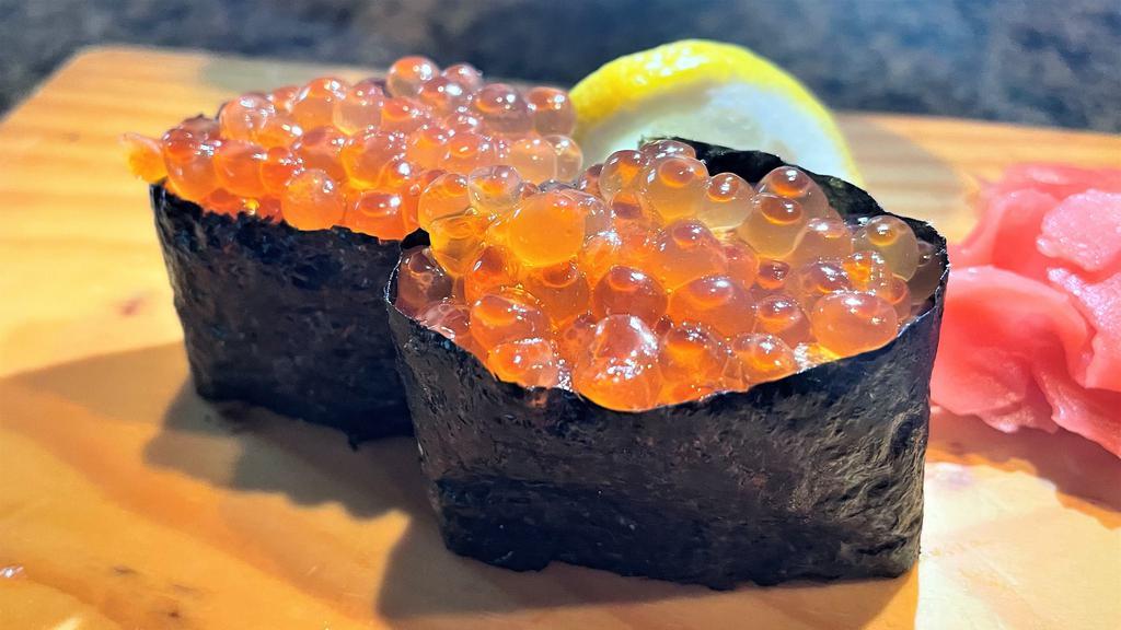 Salmon Roe Nigiri · These items contain raw seafood, consuming these items may increase your risk of food-borne illness.