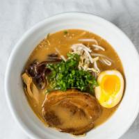Miso Tonkotsu · Signature pork, broth miso. Scallion, Kikurage Mushroom, Bamboo, Bean Sprout, Seasoned Egg, ...