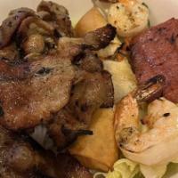 Bún Đặc Biệt · Special Bowl (Vermicelli noodle, Grilled Shrimps, Grilled Pork, Roasted Pork patties, and de...