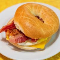 Bagel Sandwich · Bagel choice of plain, cheese, or everything.
Egg and cheese with choice of ham, bacon, or s...