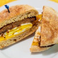 English Muffin · Egg and cheese with choice of ham, bacon or sausage.