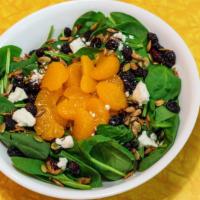 Spinach · With mandarin orange , cranberry & topping seeds.
Dressing choice: ranch, blue cheese, oil &...