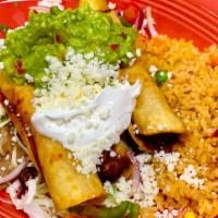 Flautas (3) · Gluten-free. Traditional rolled crispy tacos with shredded beef or chicken.