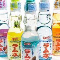 Ramune · A Japanese carbonated beverage in a unique glass bottle. The bottle cap is a marble that dro...