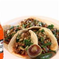 Combo #62 - 5 Tacos  · 5 Soft Street Tacos With Meat of Choice. Includes Favoritos® Soft Drink Available Flavors.