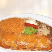 Burrito Plate  · with meat choice, beans, onions, cilantro, salsa, jack cheese. Chipotle sauce, topped with j...