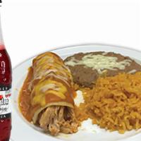 Kids' Enchilada Combo · Includes Favoritos® Soft Drink & the option of Fries or Rice & Beans.