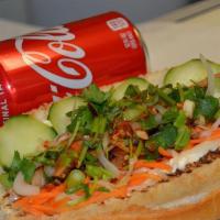 Banh Mi Sandwich · You can choice Chicken or Pork or Tofu.
and included Can soda.