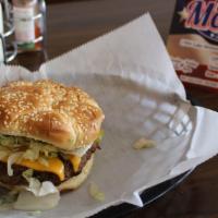 Great American Cheeseburger · Lettuce, tomatoes, onion, pickles, choice of cheese and choice of ketchup, mustard or mayo.